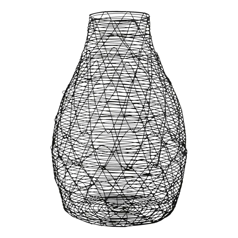 Vase – Schwarzes Metall, Bauchige Form, Dekorative Nutzung, 25.5 cm - Wire | Gilde