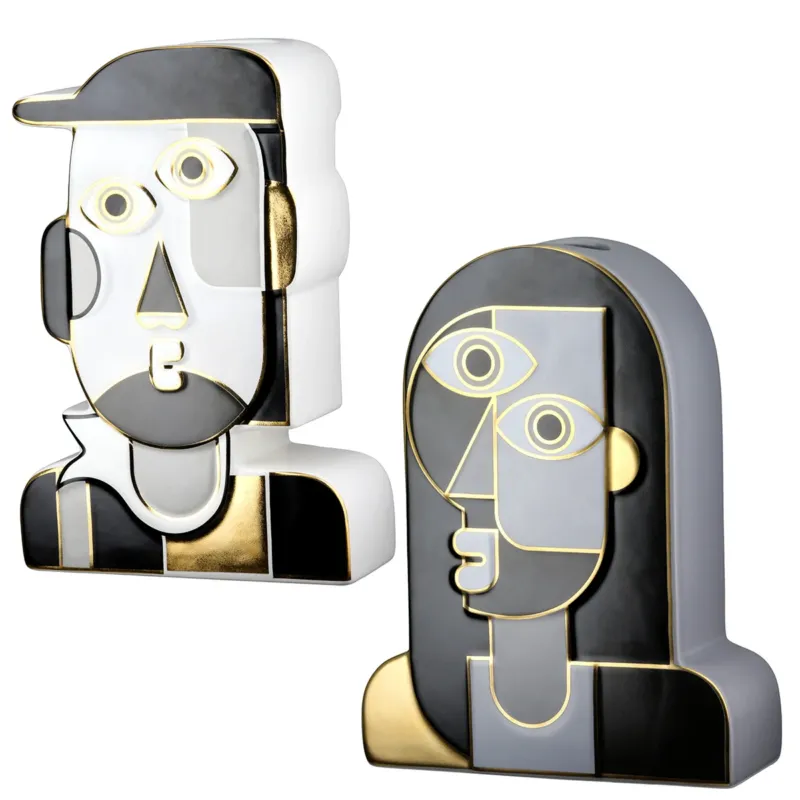 Vase – Gesichtsmotiv, Zweifarbige Optik, Keramikdesign - Picassa | Gilde