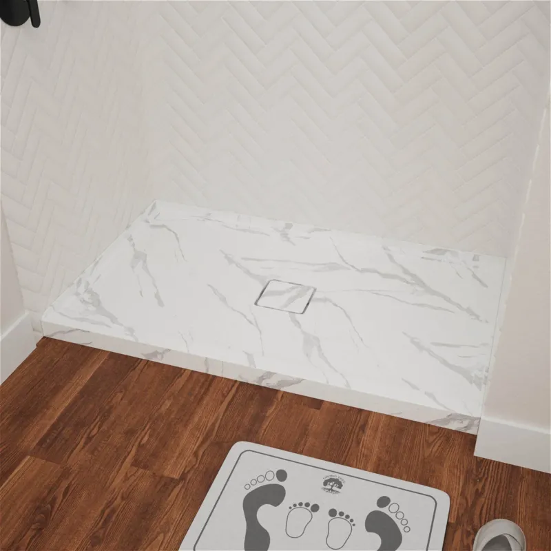 60 IN x 36 IN Center Drain Marble Pattern Shower Pan