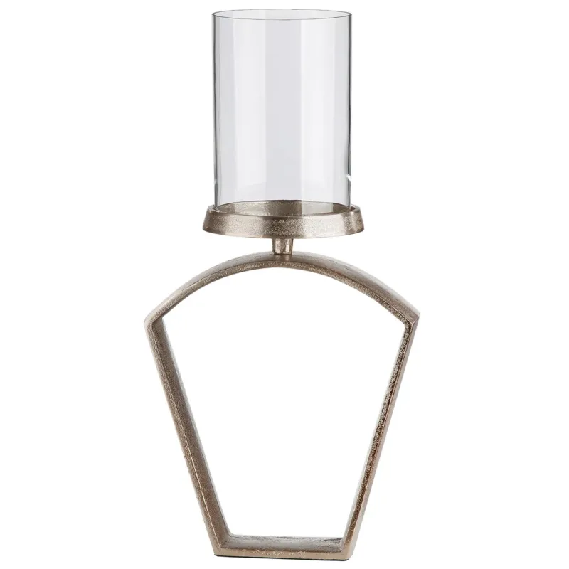 Windlicht – Aluminium Design, Champagnerfarbenes Finish, Schlanke Form - Nostro | Gilde