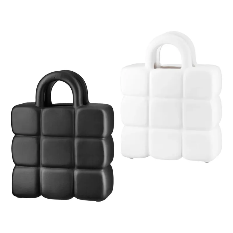 Vase – Handtaschen Design, Mattes Finish, Schwarz Weißes Design, Höhe 26 cm - Handtasche | Gilde