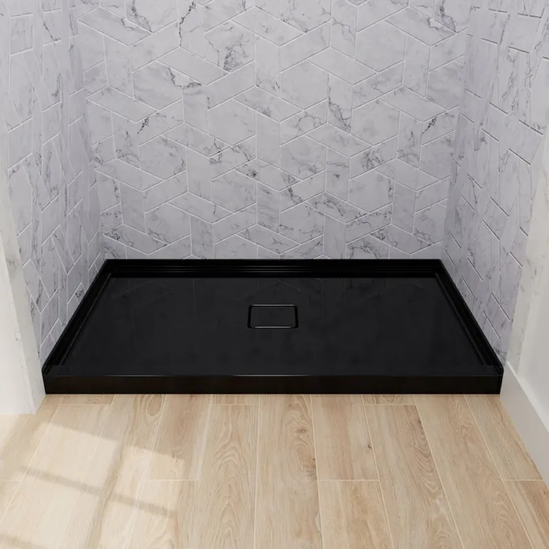60x36 inch Black Center Drain Shower Pan Acrylic Shower Base