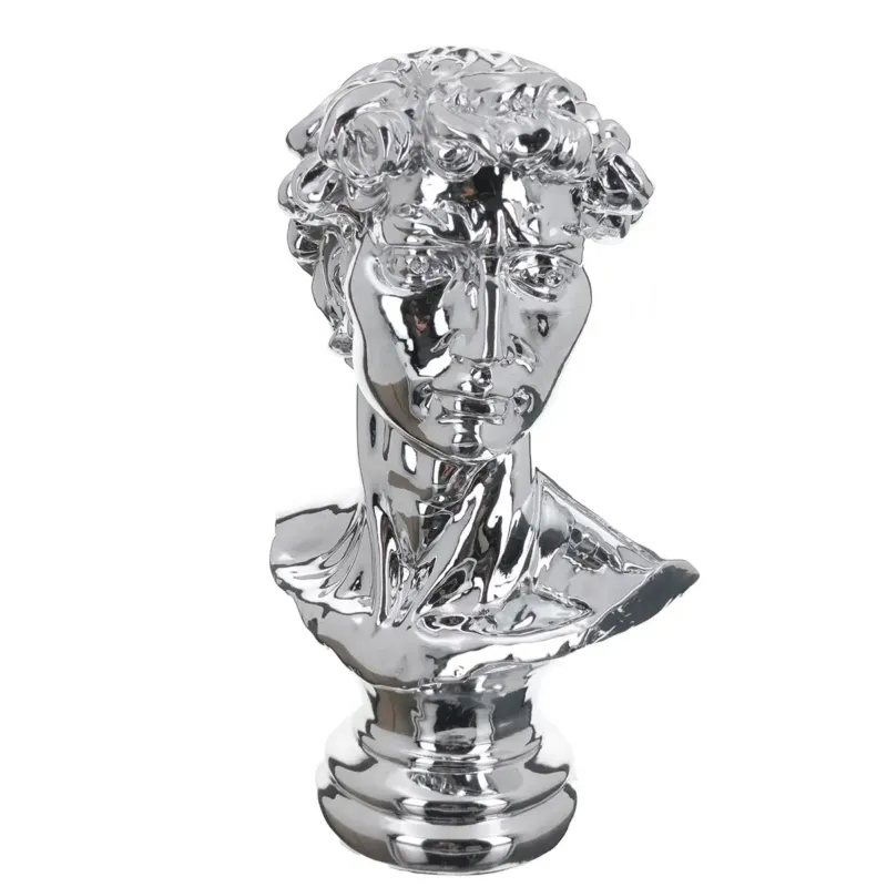 Dekofigur – Silbernes Kunstharz, Metallische Optik, Davidskopf Form - David | Gilde
