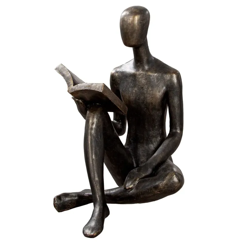 Skulptur – Alte Oberfläche, Bronzefarbene Gestaltung, Lesende Person, 80 cm - Reading | Gilde