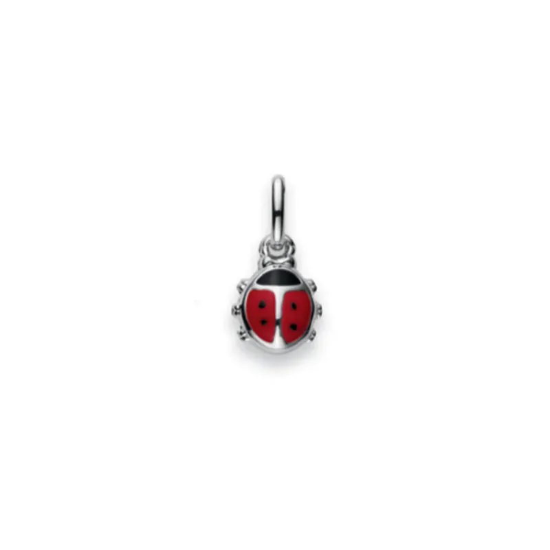 Marienkäfer Anhänger Silber 925 Kinderschmuck - Rot & Schwarz Emaille