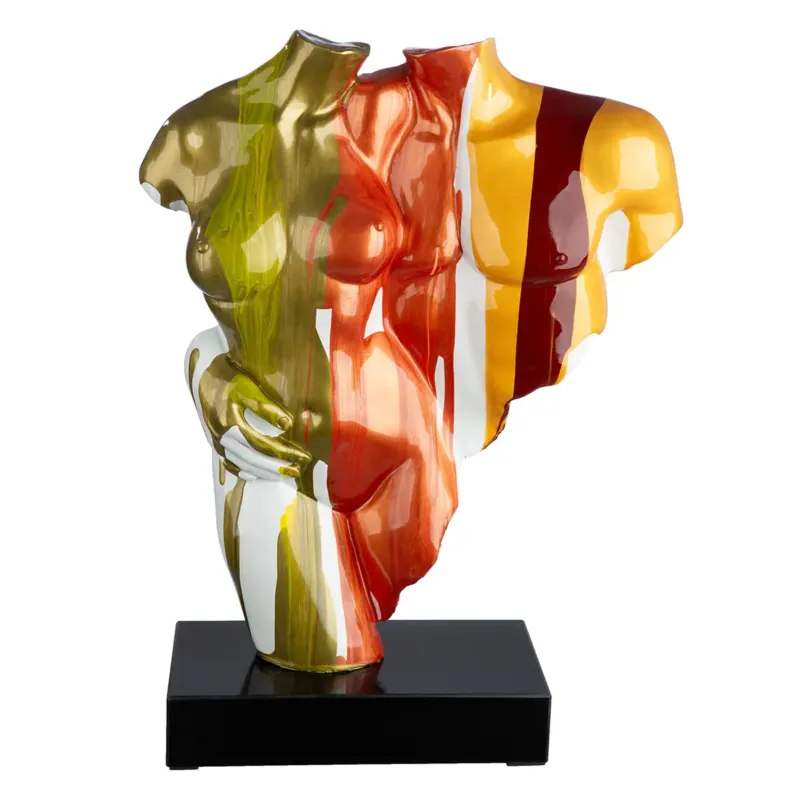 Skulptur – Ausdrucksstarke Kunst, Glänzende Veredelung, Edler Marmorsockel, 49 cm - Coppia Colorata | Gilde
