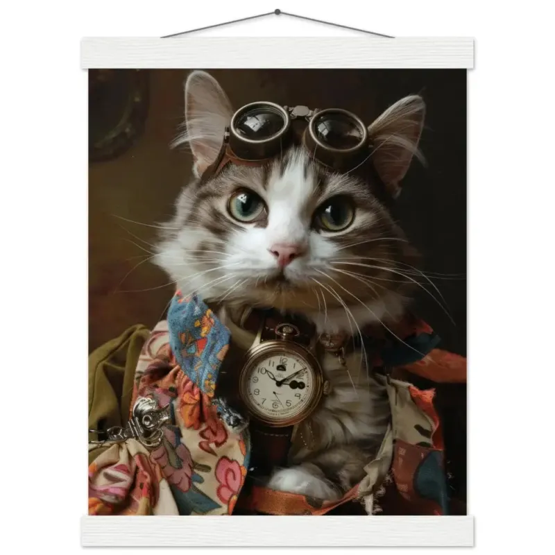 Schulposter - Manx Steampunk-Illustration magnetische Kiefernholzleisten mattes schweres Papier | St Tropez Art