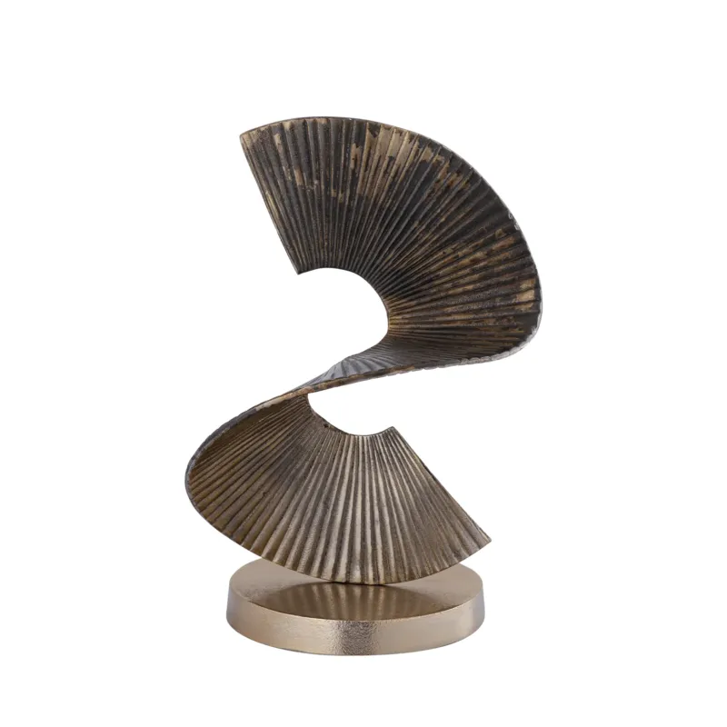 Statue – Goldfarbenes Aluminium, Spiralform, Gerippte Struktur - Manoa | PTMD