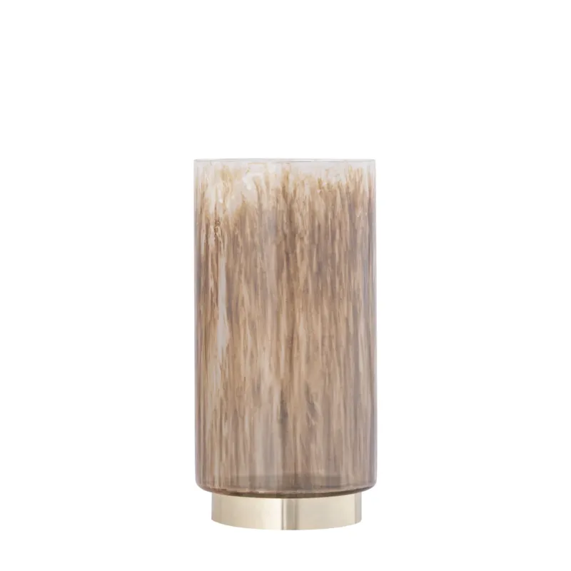 Teelichthalter – Modernes Design, Runde Form, Glas Metall Material, Braun, S – Allie | PTMD