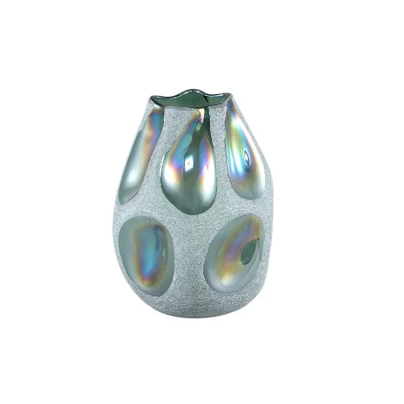 Vase – Glas Material, Sandgestrahlt Design, Grüner Farbton, S – Kloi | PTMD