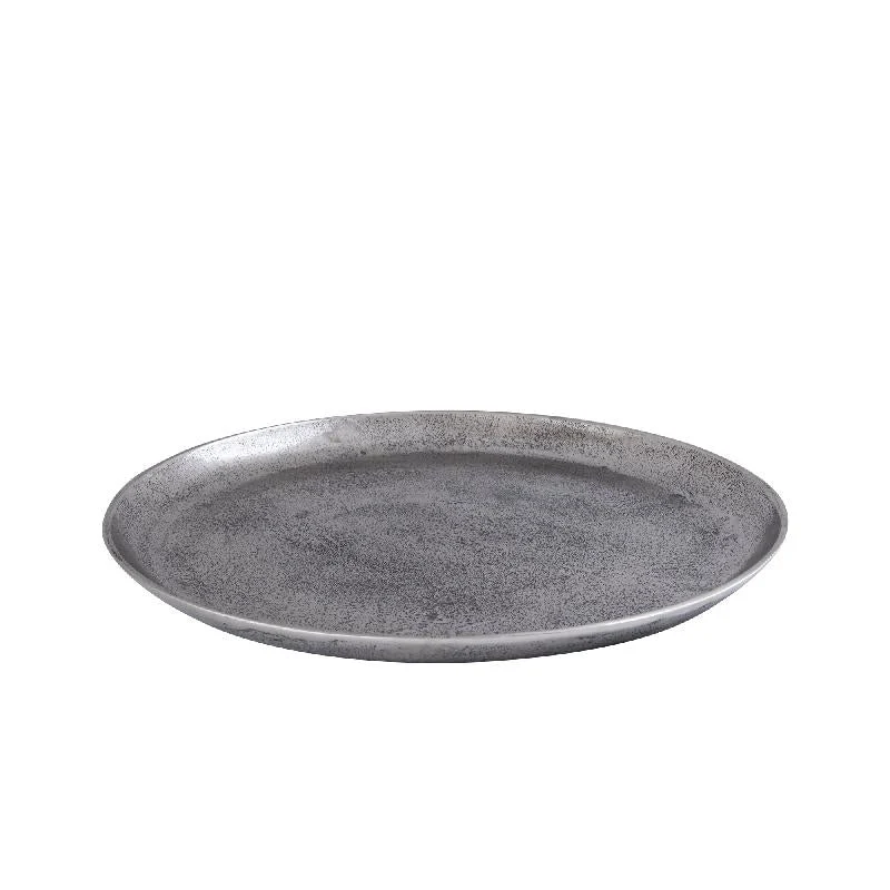 Teller – Schlichtes Design, Runde Form, Aluminium Material, Silber, L – Afta | PTMD