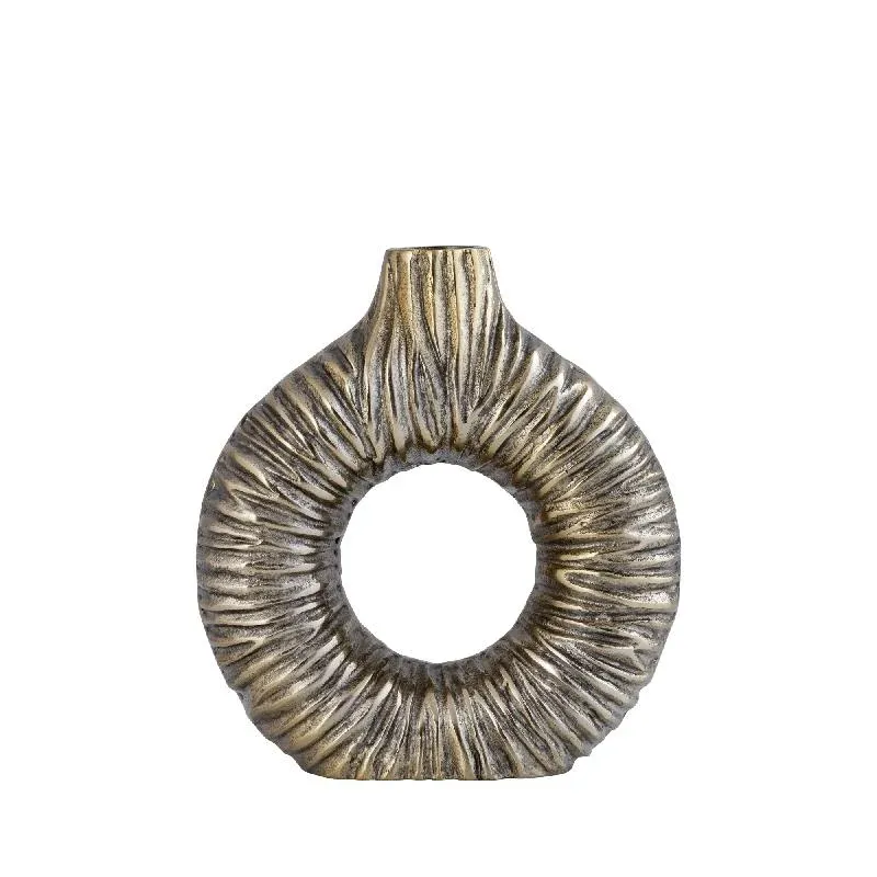Vase – Modernes Design, Runde Form, Aluminium Material, Gold, S – Jiss | PTMD