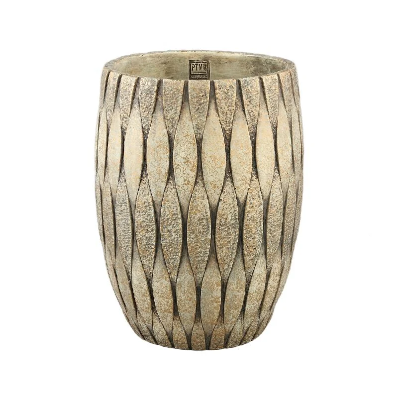 Blumentopf – Runde Form, Gemischte Struktur, Taupe Oberfläche, Zement Material, S – Joedi | PTMD