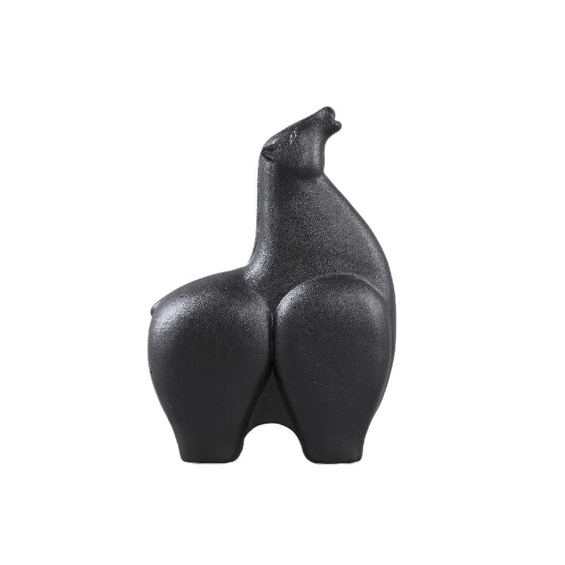Statue - Steinzeug, Pferdekopf-Design, hohe Form, Schwarz – Honore | PTMD