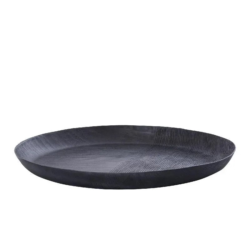 Schale – Geripptes Design, Runde Form, Aluminium Material, Grau, L – Jowad | PTMD