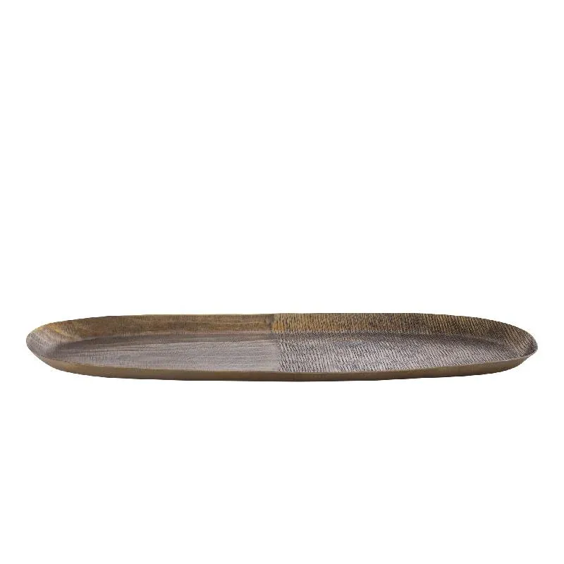 Schale – Geripptes Design, Ovale Form, Aluminium Material, Gold, L – Jowad | PTMD