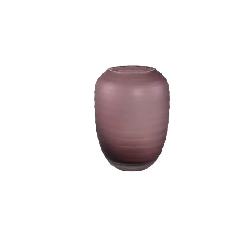 Vase – Massives Glas, Gerippte Struktur, Rosa Farbe, Niedrig – Nadah | PTMD