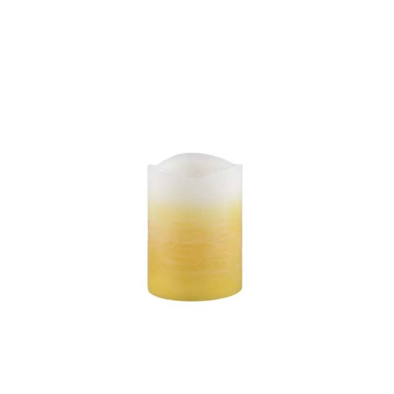 LED Kerze – Ombre Farbeffekt, Gelbe Farbe, Flackernde Flamme, S | PTMD