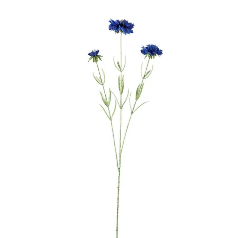 Gartenblume – Blaue Kornblume mit Blättern aus Polyester, Eisen und PE-Kunststoff | PTMD