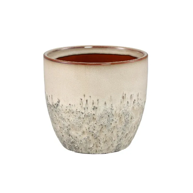 Blumentopf - Keramik, Runde Form, Bauchige Form, Creme, L - Harper | PTMD