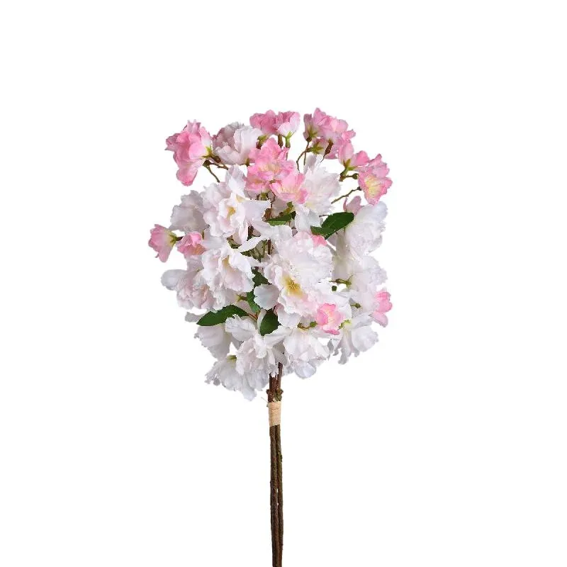 Kunstblume – Kräftig rosafarbener Kirschblütenbusch, Dreiteilige Anordnung, Gewebe, Kunststoff | PTMD
