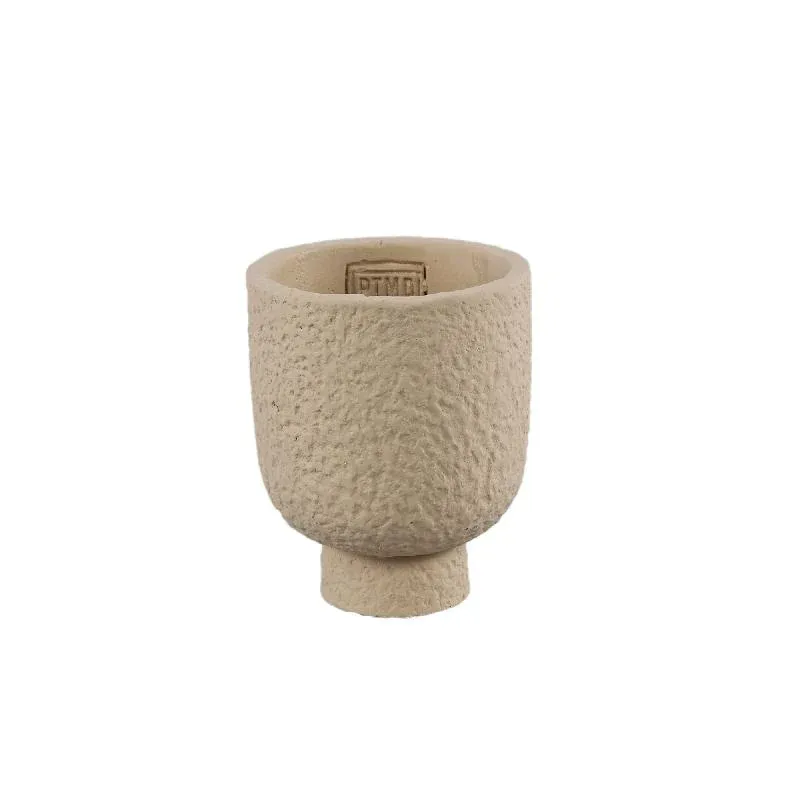 Blumentopf - Runder Zement, Raue Oberfläche, Sandfarben, XS – Monder | PTMD
