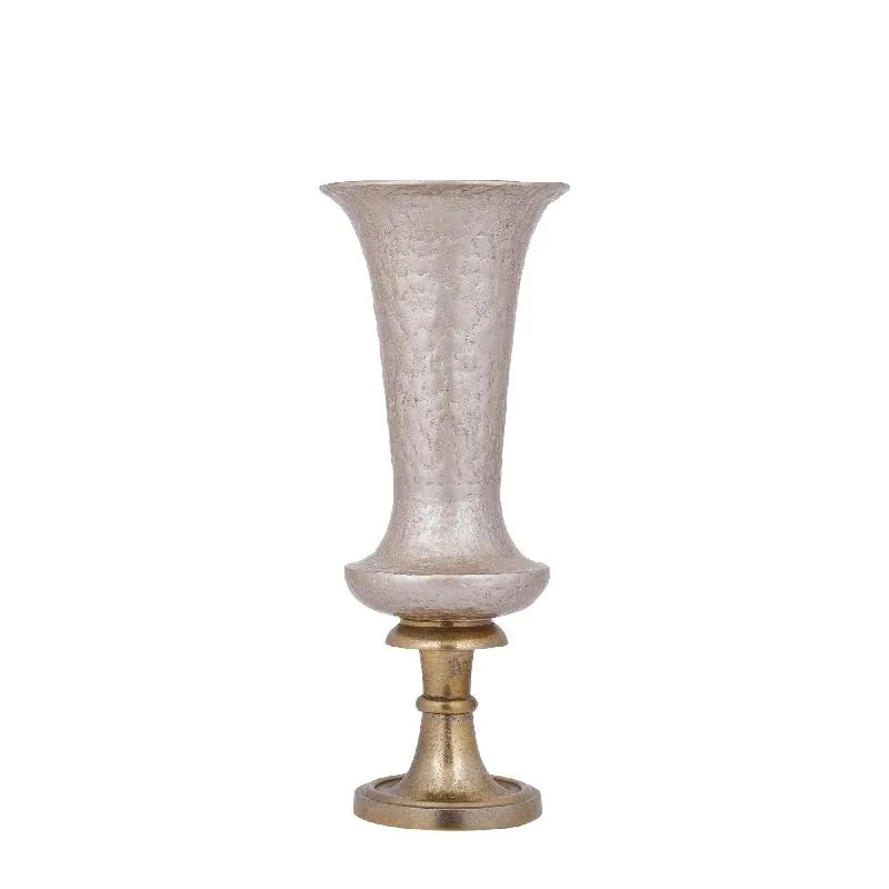 Vase - Aluminiumguss, Luxus-Emaille-Finish, rund, Champagner, S – Lysse | PTMD