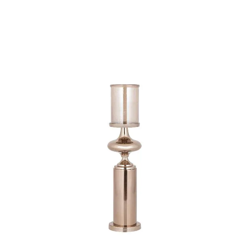 Windlicht – Edelstahl Rahmen, Glas Zylinder, Bronze Farbgebung, M – Rodire | PTMD