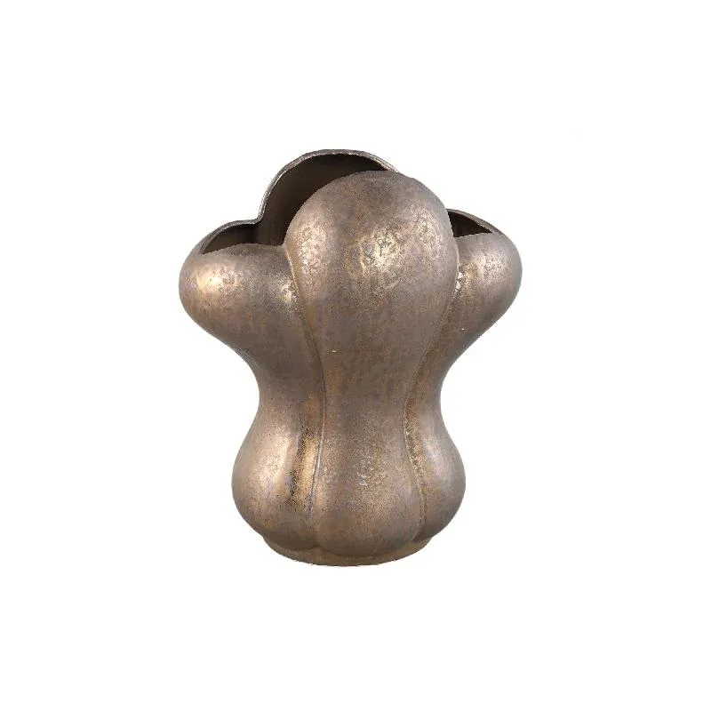 Vase – bronzefarbene Gestaltung, französisches Lilienmotiv, keramische Oberfläche, L – Mellie | PTMD