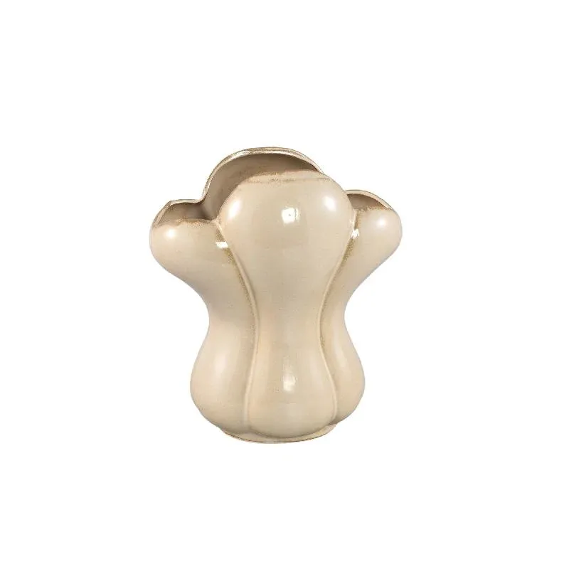 Vase – cremefarbene Gestaltung, französisches Lilienmotiv, keramische Oberfläche, M – Mellie | PTMD