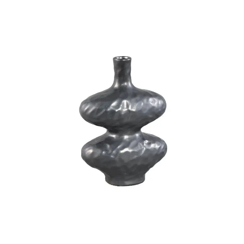 Vase – Keramik Steinzeug, Ovales Design, Schwarz, S – Chelsean | PTMD