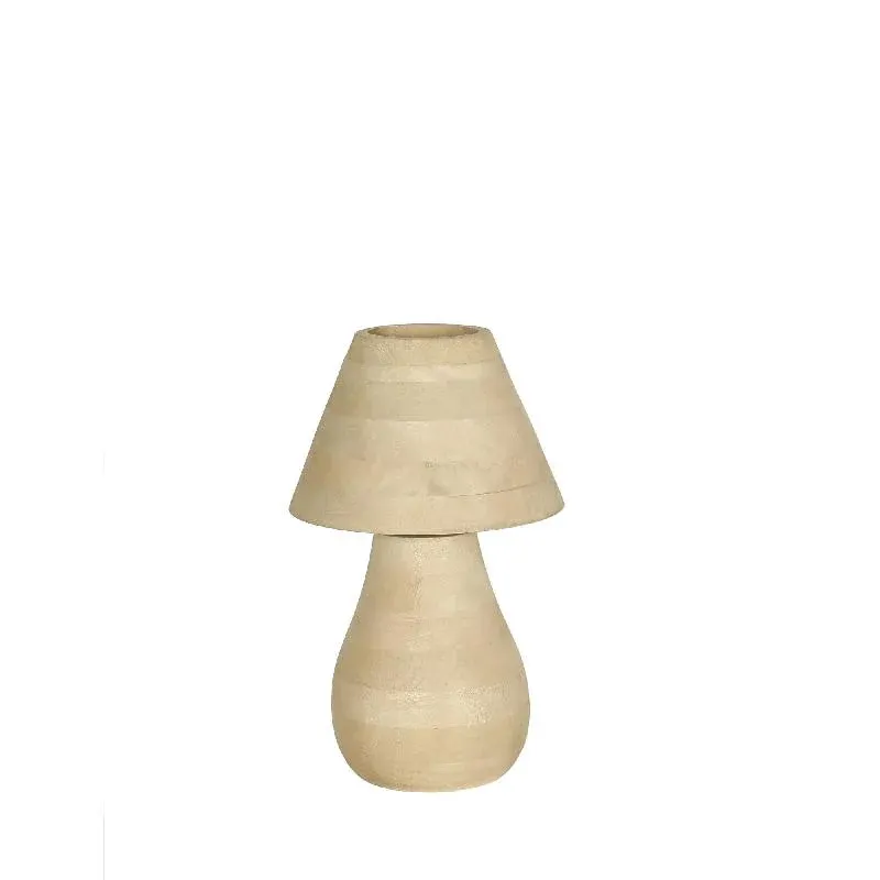 Tischlampe aus Mangoholz, naturfarben, rund, naturbelassen, dekorativ, niedrig – Peake | PTMD