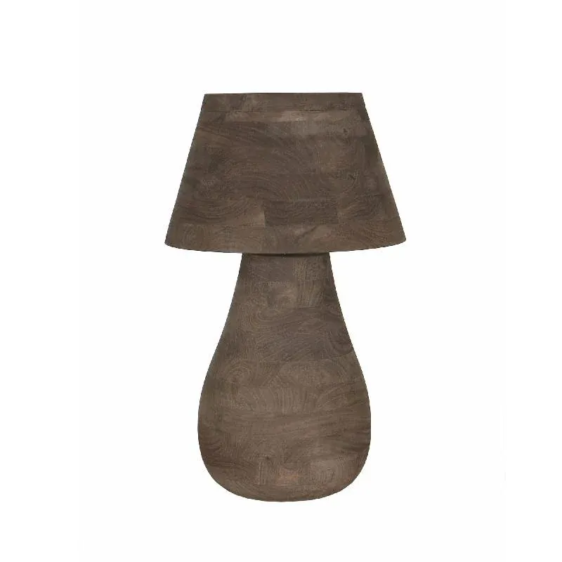 Tischlampe aus Mangoholz, braun, rund, naturbelassen, dekorativ, groß – Peake | PTMD