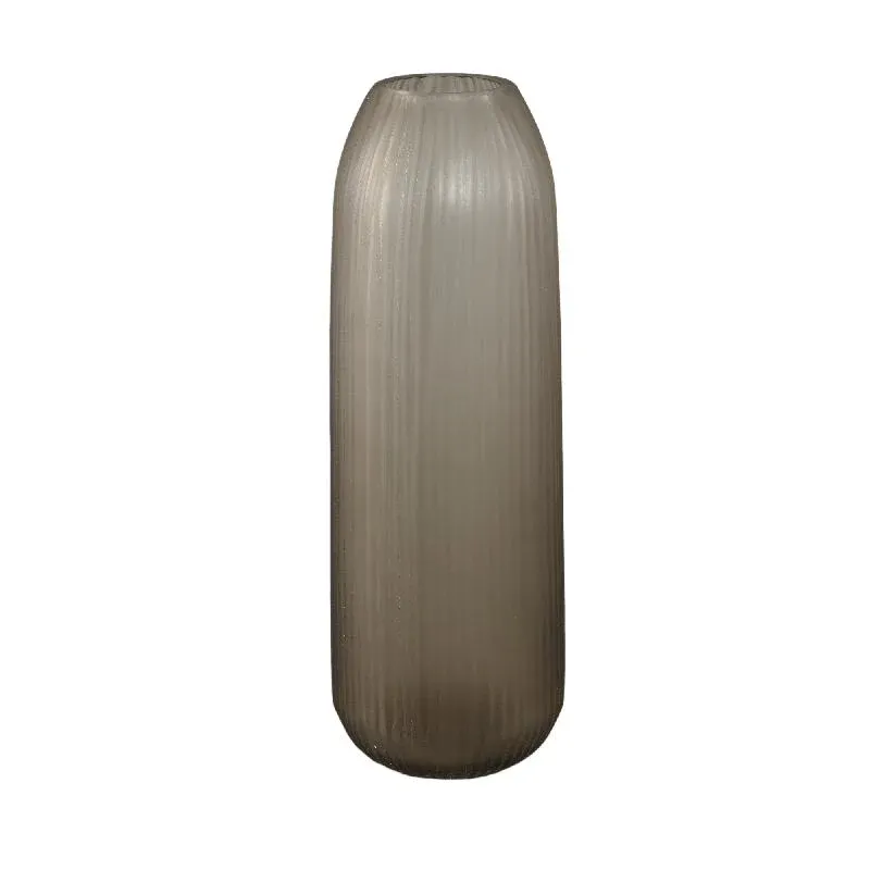 Vase – Braunglas, Geriffelte Oberfläche, Runde Form, L – Marria | PTMD
