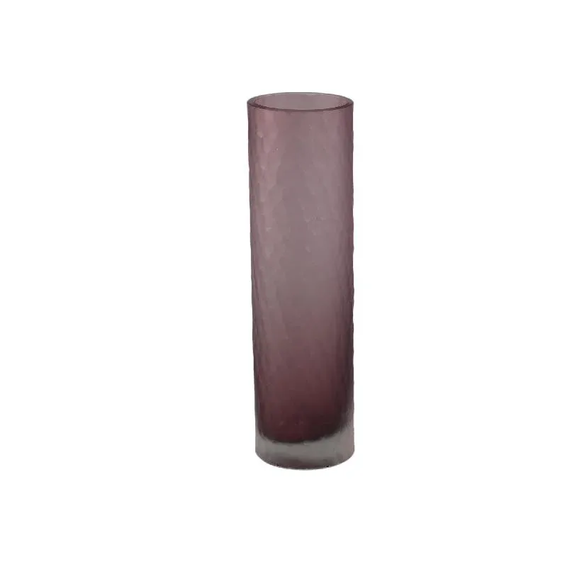 Vase – Hellrosa Glas, Geschliffene Oberfläche, Gerade Form, S – Paulene | PTMD
