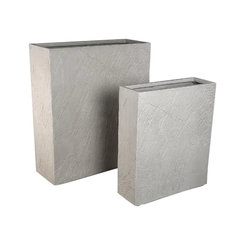 Topf – Steinoptik Design, Rechteckige Form, Faserzement Material, Beige – Berwin | PTMD