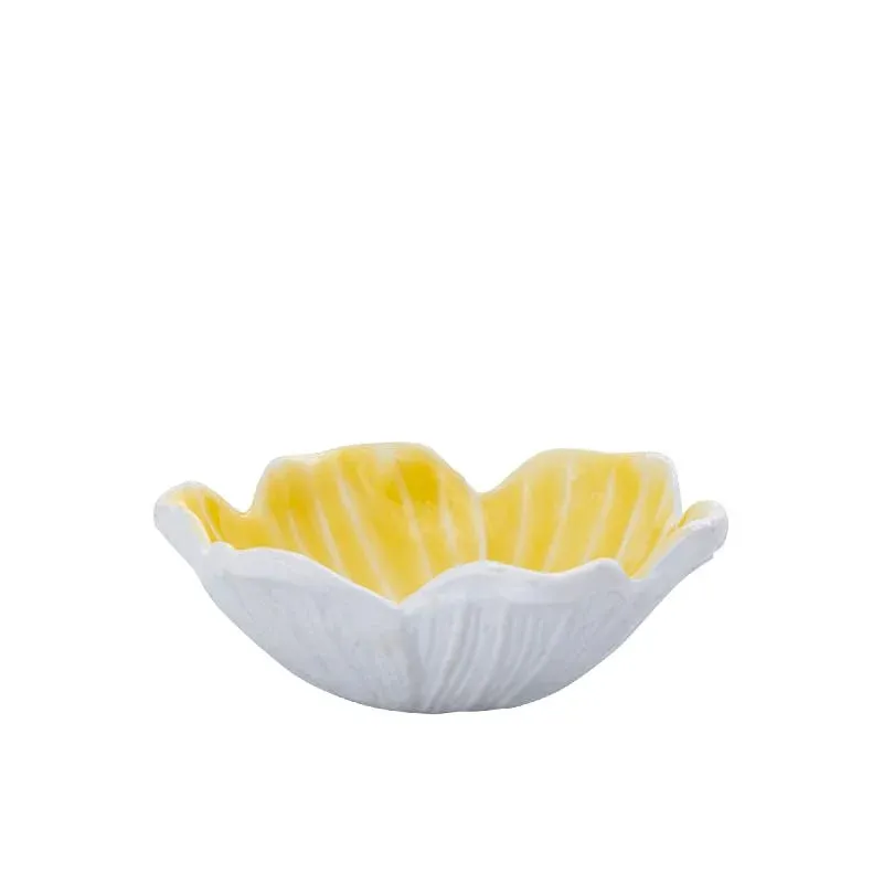 Schale - Aluminiumguss, Blumenform, organische Kontur, Gelb, M – Wonda | PTMD
