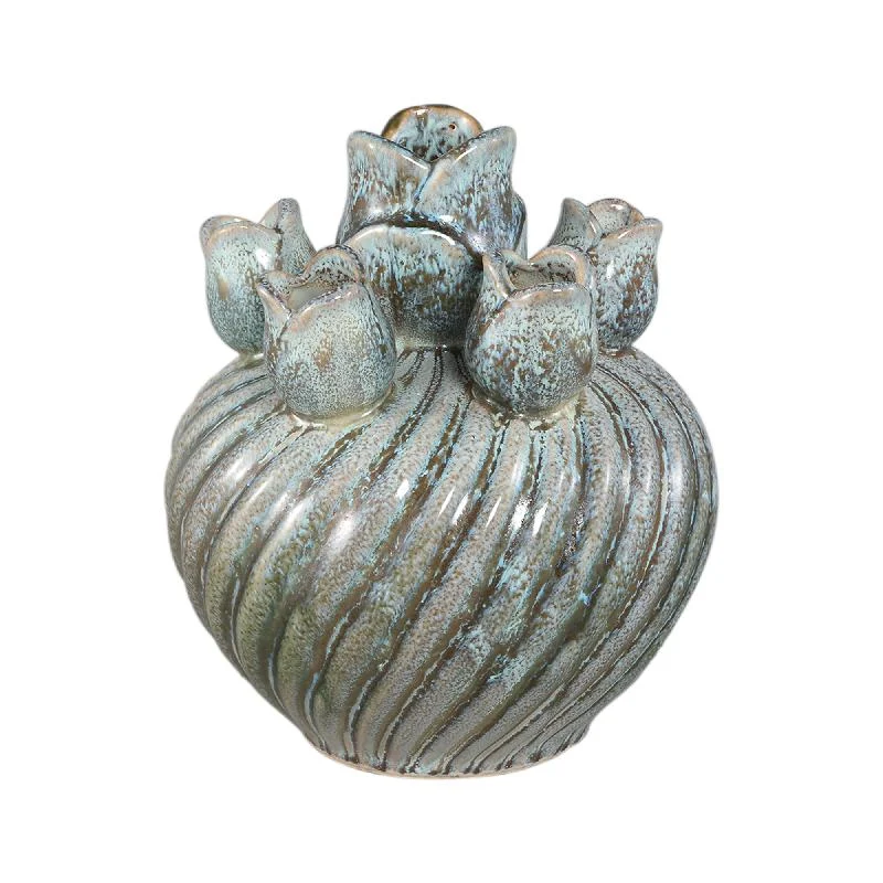 Vase – Wirbel Design, Keramik Material, Türkis Farbe, S – Mailia | PTMD