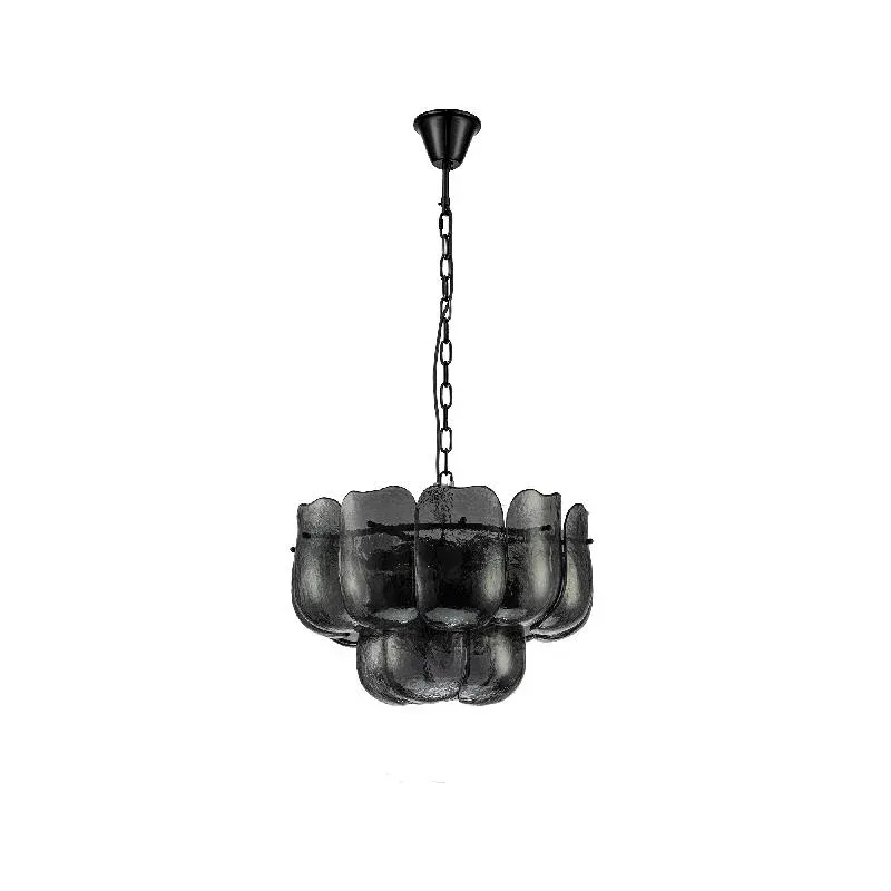 Pendelleuchte aus Glas und Eisen mit gunmetalfarbener Optik und runder Form, S – Vila | PTMD
