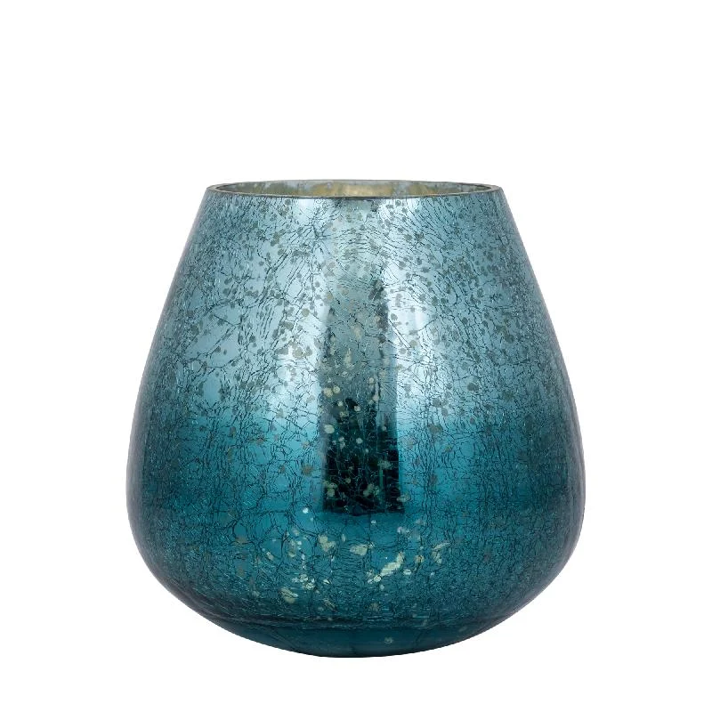 Windlicht – Crackle Design, Bollenform, Glasmaterial, Türkis, L – Mayna | PTMD