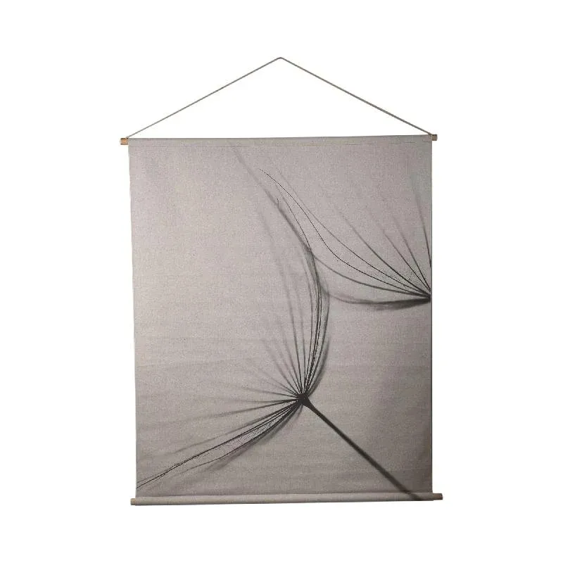 Wandbild – Löwenzahn Design, Rechteckige Form, Leinen Material, Grau – Nimrod | PTMD