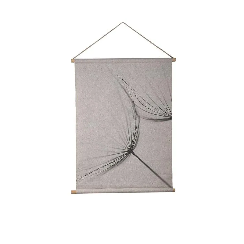Wandbild – Löwenzahn Design, Rechteckige Form, Leinen Material, Grau, L – Nimrod | PTMD