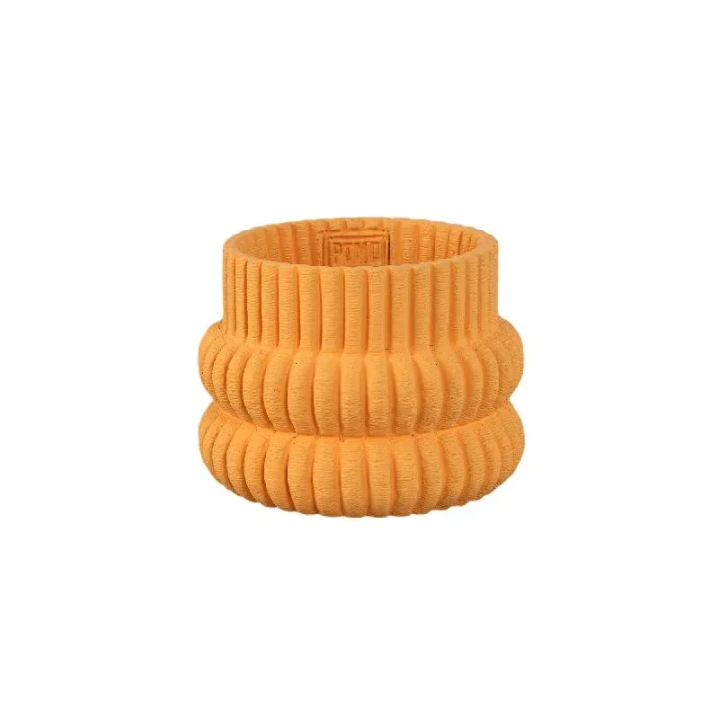 Blumentopf – Runde Form, Zement Material, Gerippte Struktur, Orange Oberfläche, S – Lucas | PTMD
