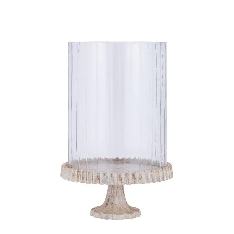 Windlicht – Gegossener Aluminium Rahmen, Verziertes Glasdesign, Goldene Farbgebung, L – Troye | PTMD