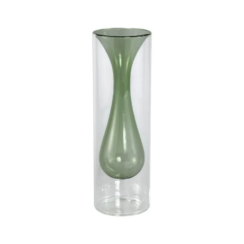 Vase – Glas Material, Innenstruktur Design, Petrolgrün, Groß Innen – Yanna | PTMD