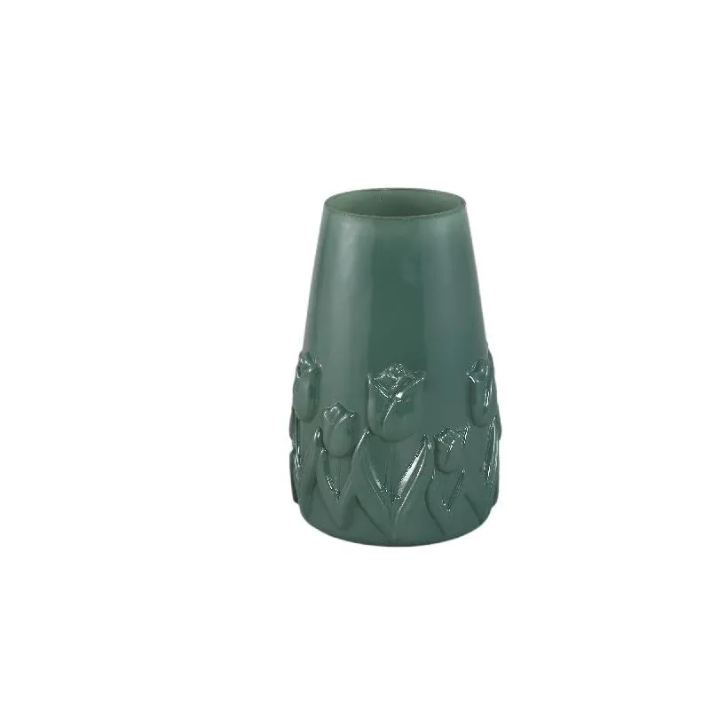 Vase – Tulpen Design, Runde Form, Glas Material, Petrolgrün, S – Beatrize | PTMD
