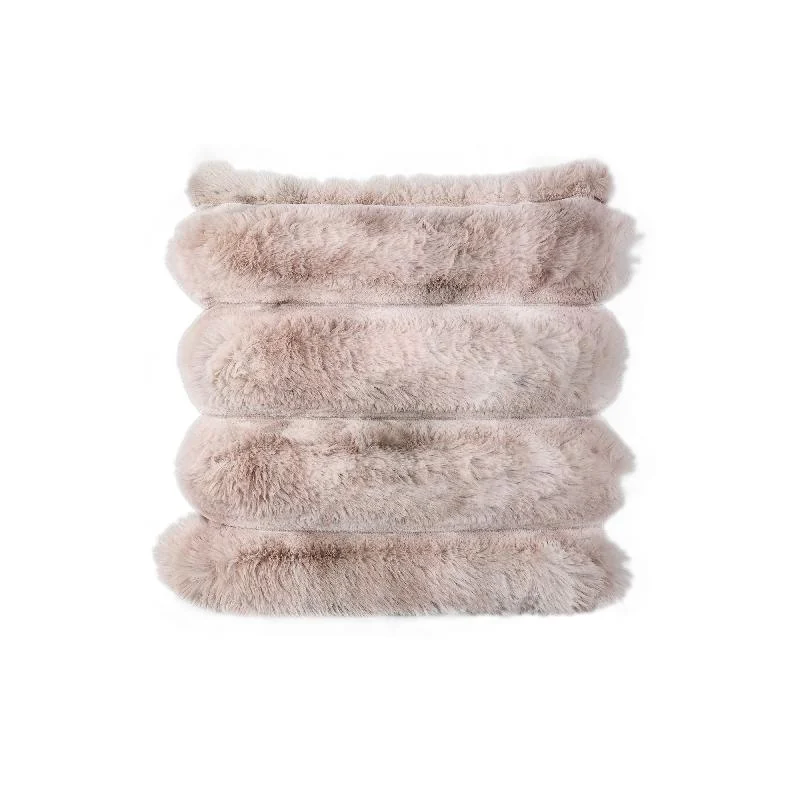 Kissen – Kunstfell, Geriffeltes Design, Rechteckige Form, Beige, S – Divvo | PTMD