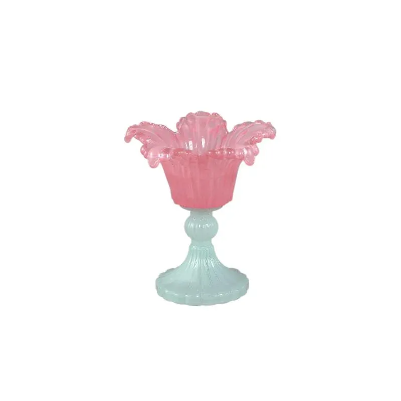 Teelichthalter – Blumendesign, Blütenform, Glasmaterial, Rosa – Leila | PTMD
