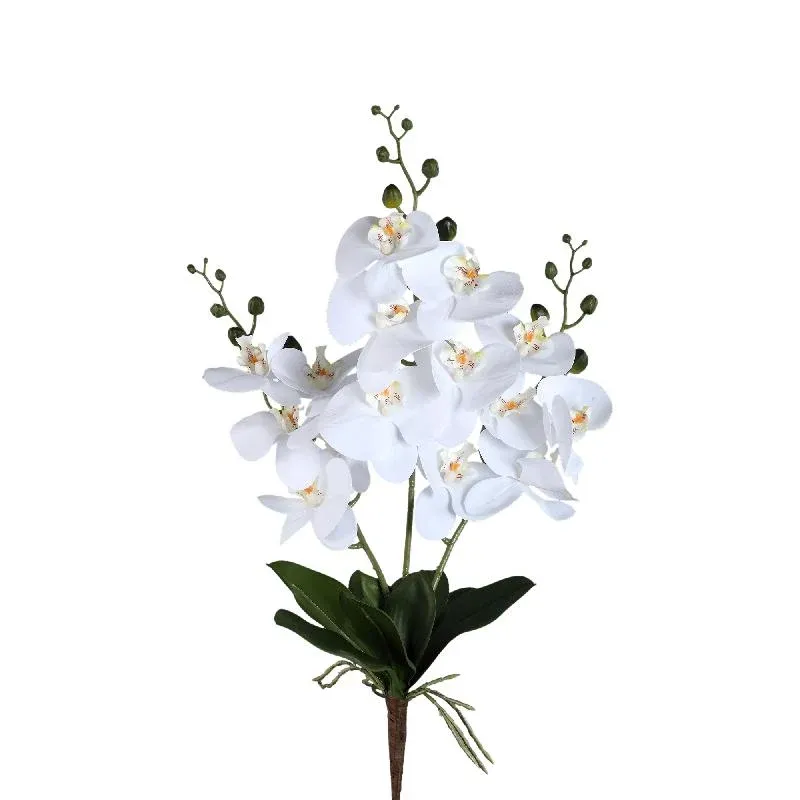 Kunstpflanze - Weiße Phalaenopsis Busch, Kunststoff, Halbhändig gefertigt | PTMD