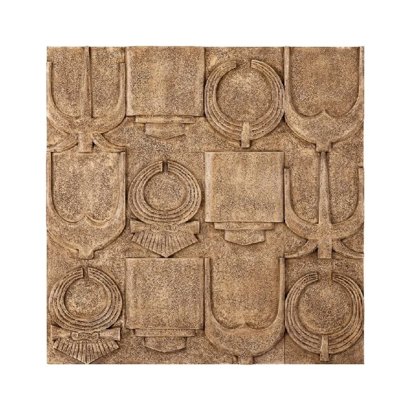 Wandpaneel – Antike Symbolik Design, MDF Konstruktion, Beiger Farbton, Antiker Stil, L – Saku | PTMD